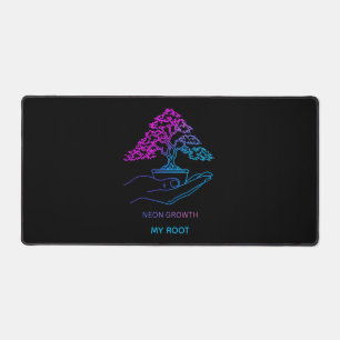 Neon Bonsai Tree Cyberpunk Aesthetic Personalized Desk Mat