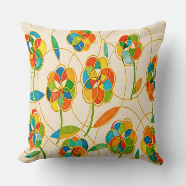 Neon Botanical Throw Pillow (Front)