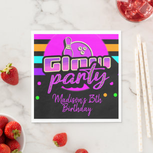 Neon Bowling Party Bash Birthday Party Napkin