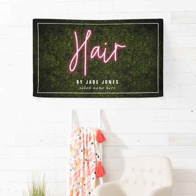 Neon Boxwood Hair Salon Cosmetologist Banner (Insitu)