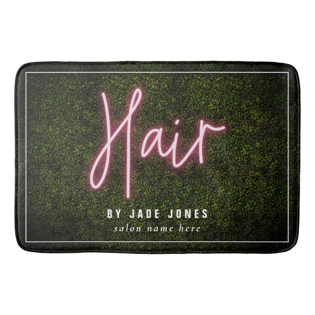 Neon Boxwood Hair Salon Cosmetologist Bath Mat (Front)