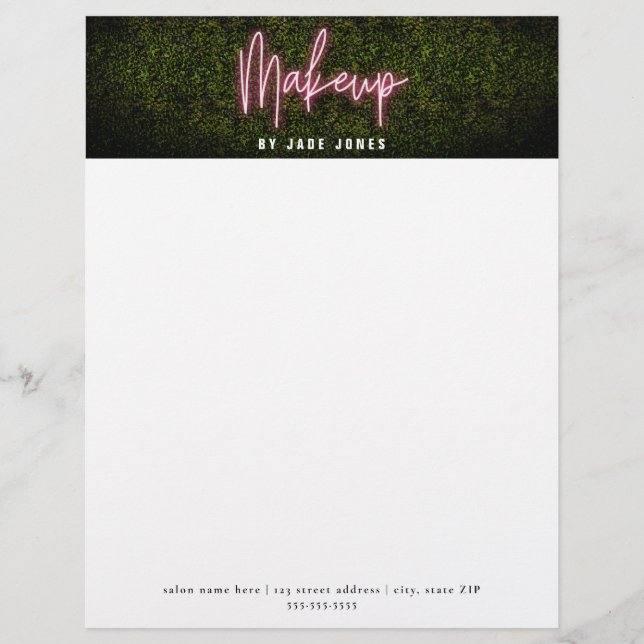 Neon Boxwood Makeup Professional Cosmetologist Letterhead (Front)