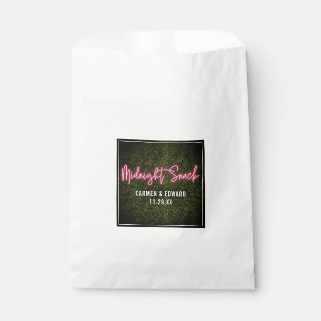 Neon Boxwood Midnight Snack Wedding Favour Bag (Front)