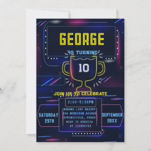 Neon  boy birthday  invitation