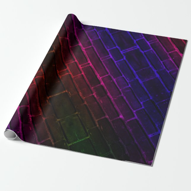 Neon Brick Gift Wrap (Unrolled)
