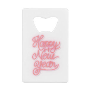 Neon bright happy new year social ads template credit card bottle opener