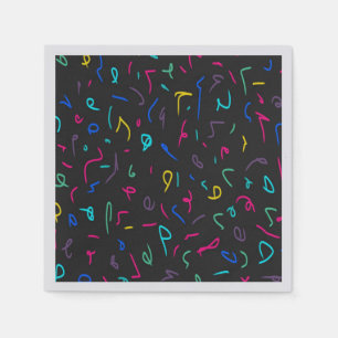 Neon Bright Marks on Black  Napkin