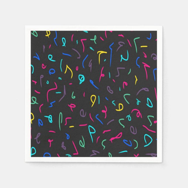 Neon Bright Marks on Black  Napkin (Front)