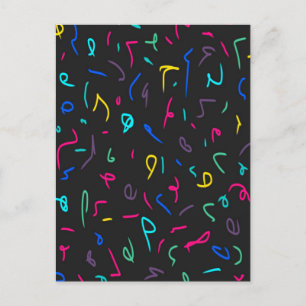 Neon Bright Marks on Black  Postcard