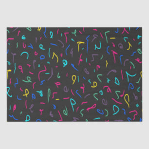 Neon Bright Marks on Black  Tissue Paper