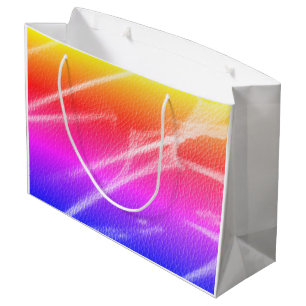 NEON bright orange red streaks rainbow colours Large Gift Bag