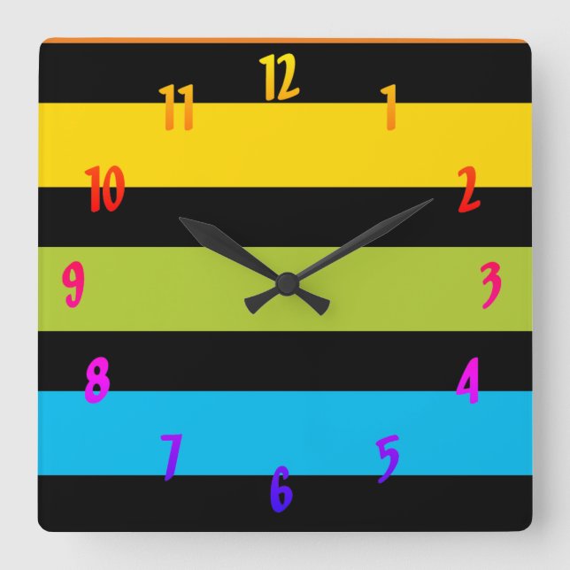 Neon Bright trendy fashion colourful design 4 Square Wall Clock (Front)