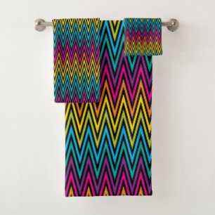 Neon Bright trendy fashion colourful design 8 Bath Towel Set