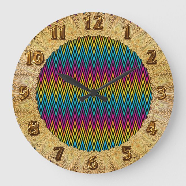 Neon Bright trendy fashion colourful design 8 Large Clock (Front)