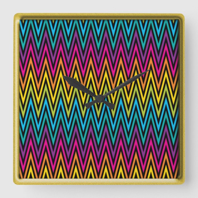 Neon Bright trendy fashion colourful design 8 Square Wall Clock (Front)