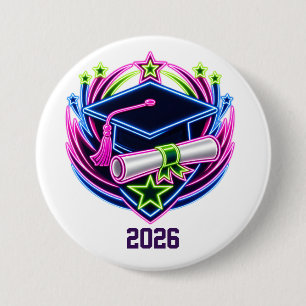 neon brights graduation logo 3 inch round button