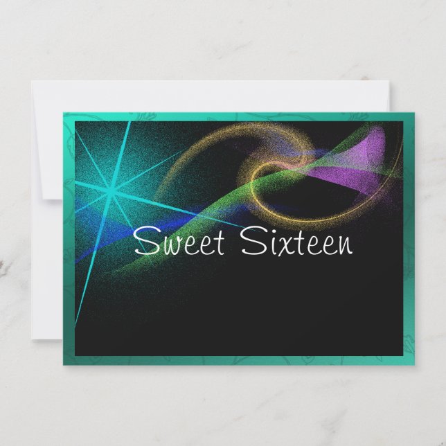 Neon brillant, Étincelle, Invitation Sweet sixteen (Devant)