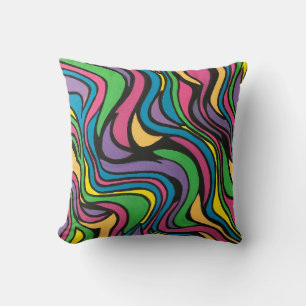 Neon Brook-Hand Painted Psychedelic Modern Art Throw Pillow