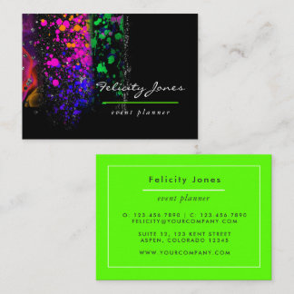 Neon Brush Strokes Business Card
