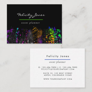 Neon Brush Strokes Business Card