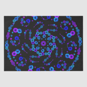 Neon Bubble Orb Mandala on Black  Tissue Paper