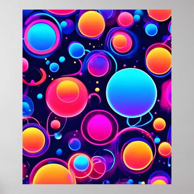 Neon Bubble Pattern Poster (Front)