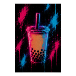 Neon Bubble Tea Poster
