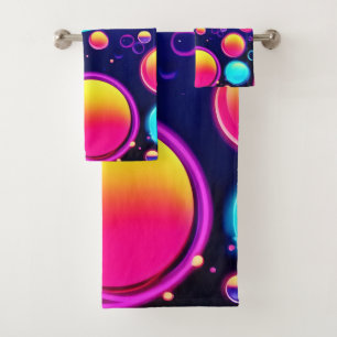 Neon Bubble Universe Bath Towel Set