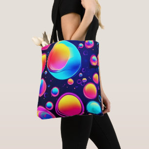 Neon Bubble Universe Tote Bag