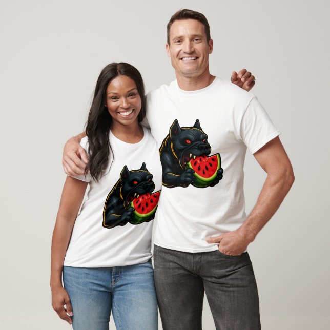 Neon Bulldog & Watermelon T-Shirt – Summer Vibes E (Unisexe)