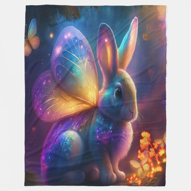 Neon Bunny Fleece Blanket (Front)