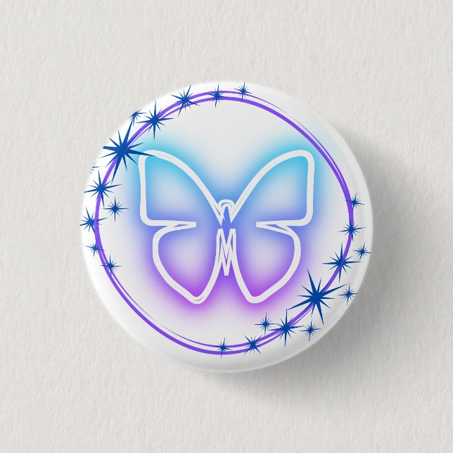 Neon Butterfly 1 Inch Round Button (Front)