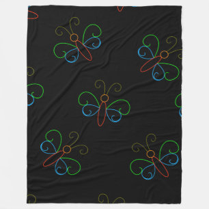 Neon Butterfly Fleece Blanket