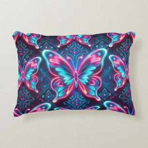 Neon butterfly pattern accent pillow