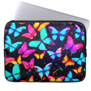 Neon Butterfly Pattern Laptop Sleeve