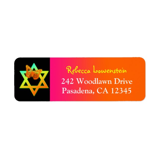 Neon Butterfly Return Address Label 2 (Front)