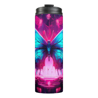 Neon Butterfly Thermal Tumbler