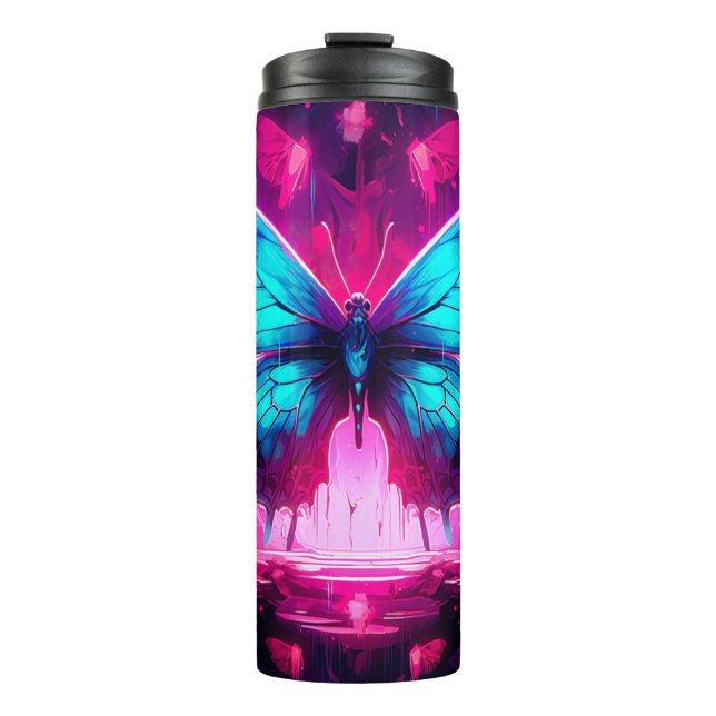 Neon Butterfly Thermal Tumbler (Front)