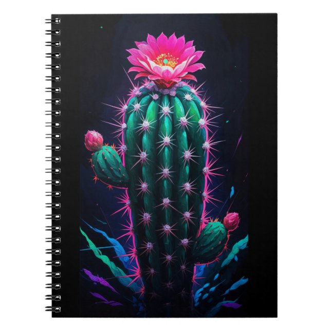 Neon Cactus Bloom Notebook (Front)