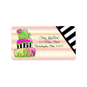 Neon Cactus Return Address Label
