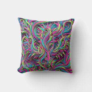 Neon Cactus Throw Pillow – Vibrant Desert Art
