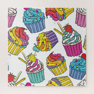 Neon Cakes: Pop Art Pattern. Jigsaw Puzzle
