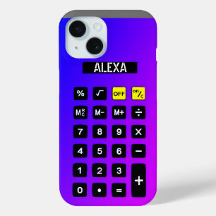 Neon Calculator with Name  iPhone 15 Case