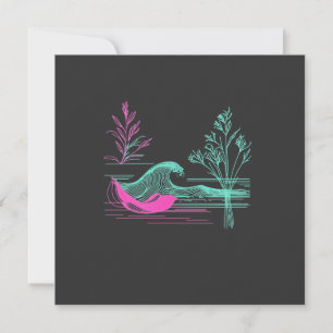 NEON CALM – Retro Wave & Botanical Line Art Holiday Card