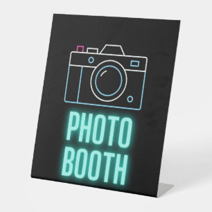 Neon Camera Photo Booth  Pedestal Sign