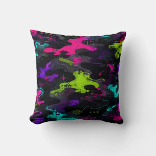 Neon Camo Throw Pillow