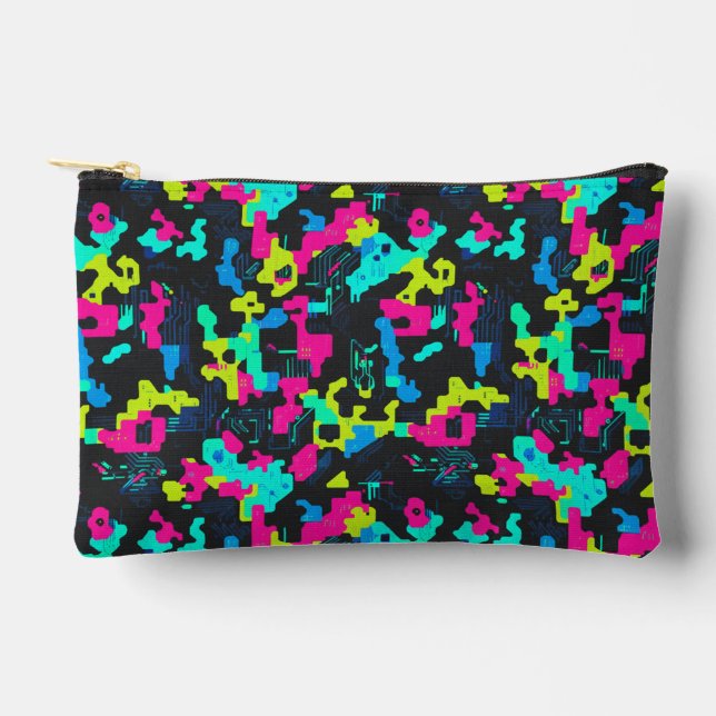 Neon Camouflage Pattern Accessory Pouch (Front)