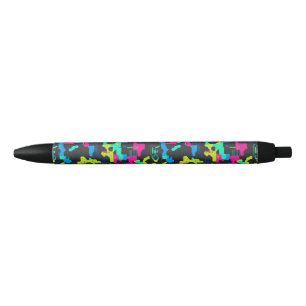 Neon Camouflage Pattern Black Ink Pen
