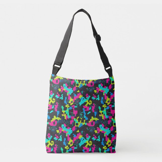 Neon Camouflage Pattern Crossbody Bag (Front)