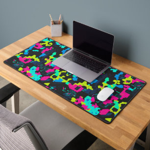 Neon Camouflage Pattern Desk Mat